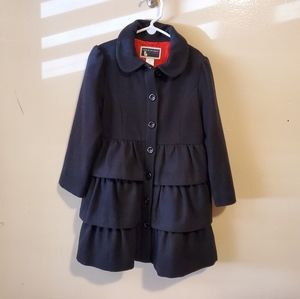 Janie and Jack Black Ruffle Dress Coat EUC Size 4-5